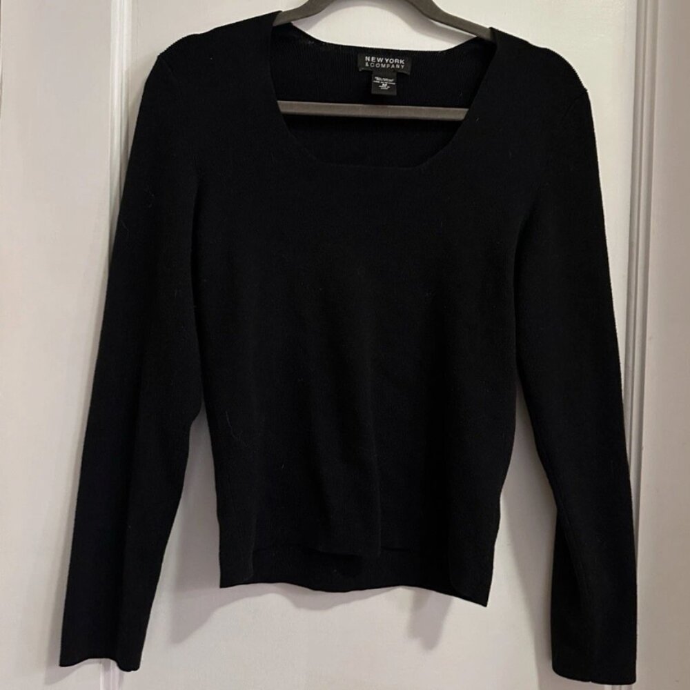New York & Company Black Knit Long Sleeve Top Women’s M